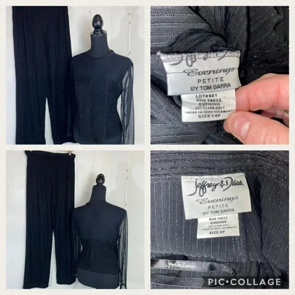 Jeffrey & Dara 2 piece pants & top  black‎ sheer glitter set - Picture 2 of 12